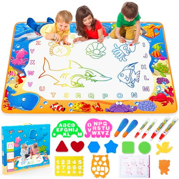 Water Doodle Mat - Kids Painting Writing Color Doodle Drawing Mat Toy Bring Magic Pens Educational Toys for Age 2+ Girls Boys Age Toddler Gift